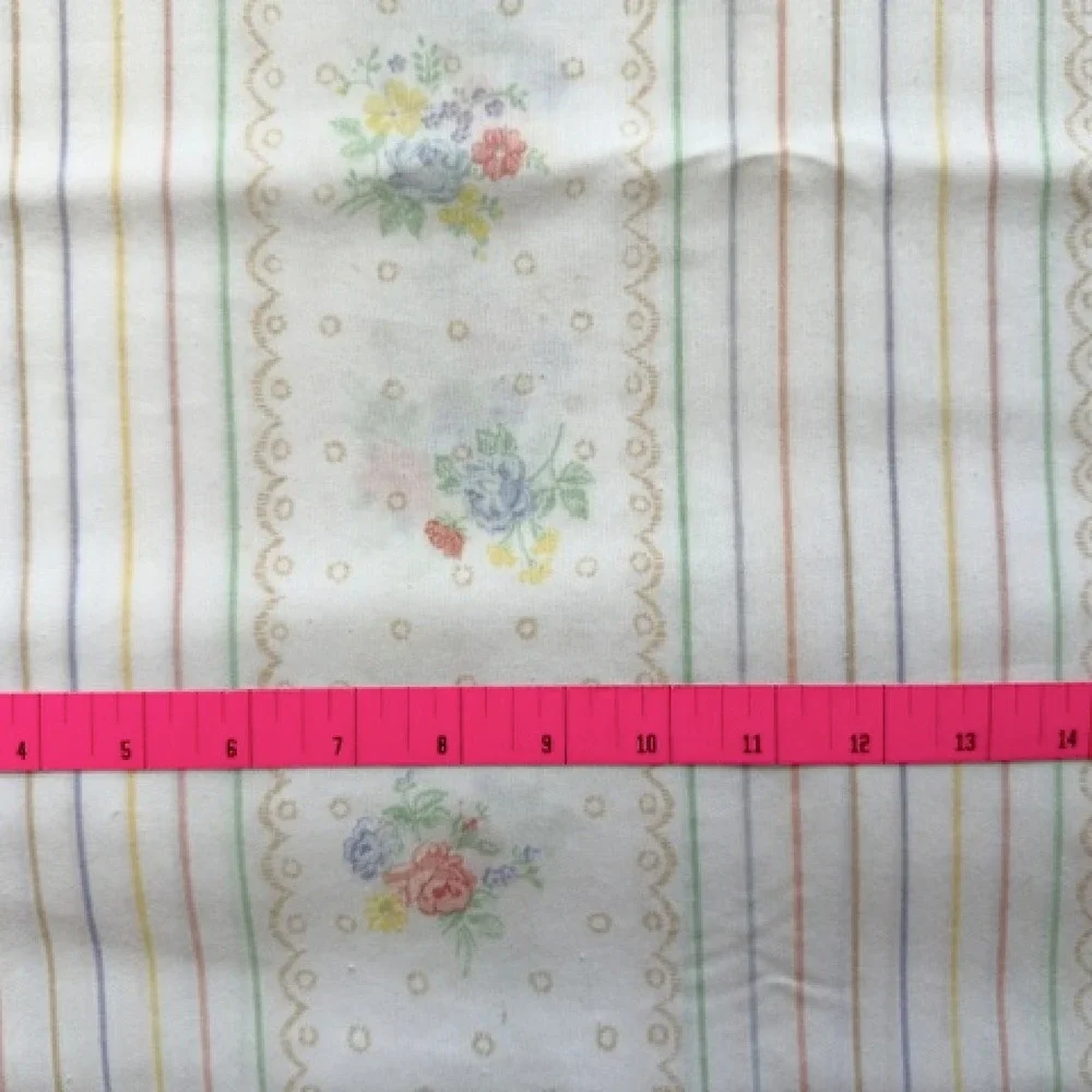 Vintage Full Size Flat sheet with pastel stripe and floral